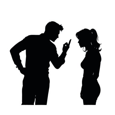 Beyaz arka planda bir erkek ve kadının vektör silueti.