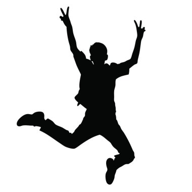 Beyaz arka planda zıplayan bir adamın silüeti.