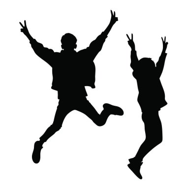 Beyaz arkaplandaki oğlanın vektör silueti.