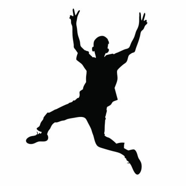 Zıplayan bir adamın silüeti, izole vektör çizimi,