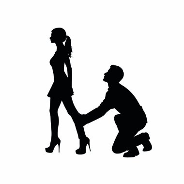 Silüet kadın ve aşık adam, vektör çizimi