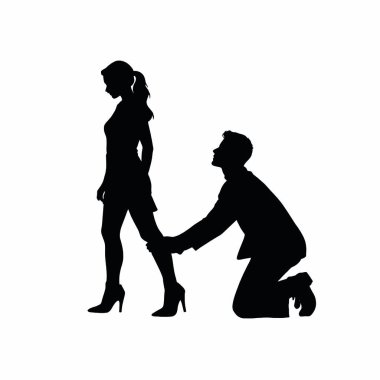 Beyaz arkaplandaki bir çiftin vektör silueti.