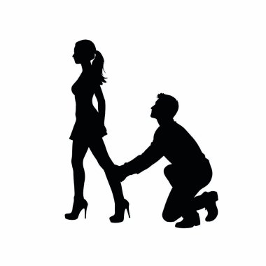 Beyaz arkaplanda damadın vektör silueti.