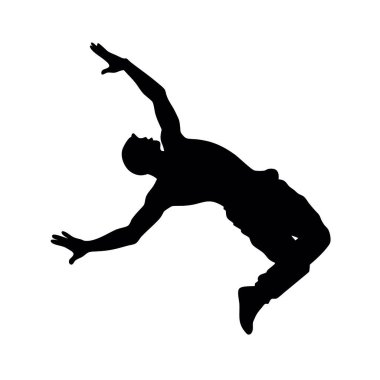 Zıplayan bir adamın silüeti. vektör.