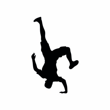 Beyaz arka planda dansçının vektör silueti.