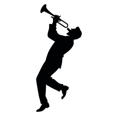 Trompet vektör illüstrasyon tasarımı çalan caz grubu