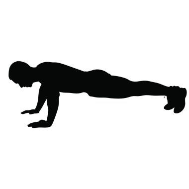 Yoga yapan genç bir adamın siyah silueti..