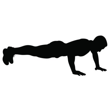 Beyaz arka planda spor giyimli bir adamın silüeti. Zindelik kavramı.