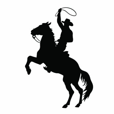kovboy siluet beyaz zemin üzerine