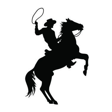 Beyaz arka planda siyah kovboy silueti