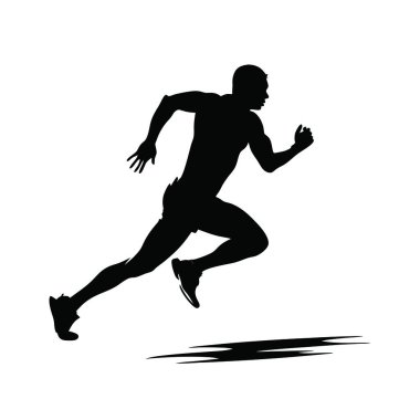 Vektör siluetini çalıştıran koşucu adam