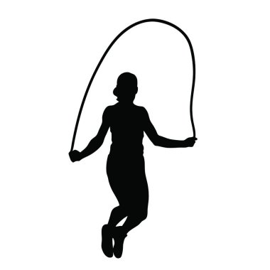 Beyaz arka planda zıplayan kadın silueti