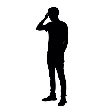 Beyaz arka planda bir adamın vektör silueti.