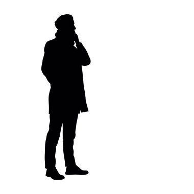 Telefonlu genç bir adamın silueti..