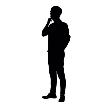 Cep telefonundan konuşan bir iş adamının silueti