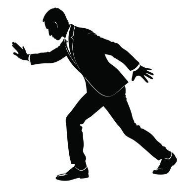 Beyaz arka planda çalışan siluet işadamı