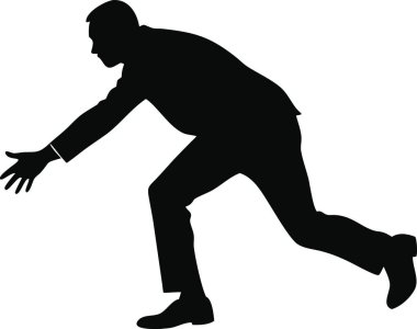 Beyaz arka planı tekmeleyen adamın vektör silueti.