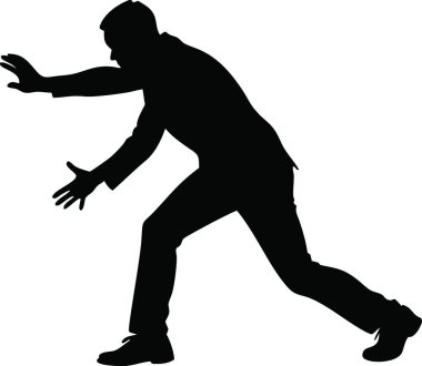 Beyaz arka planda oynayan bir adamın vektör silueti.