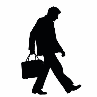 İş adamı evrak çantası vektör silueti ile yürüyor