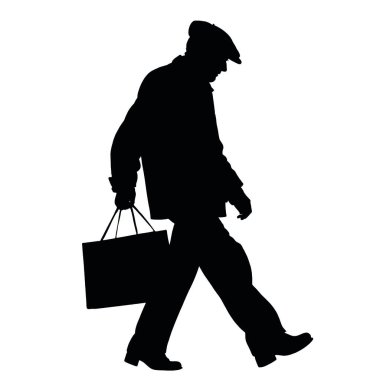 Çantalı vektör adam.