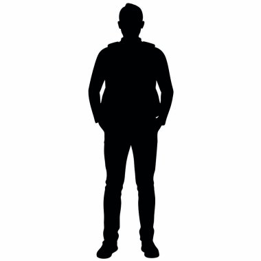 Ayakta duran ve yürüyen bir adamın silüeti