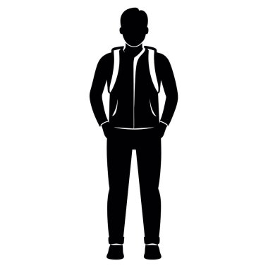 Beyaz arka planda duran erkek gezgin.