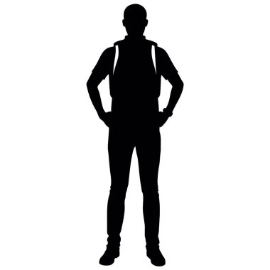 Beyaz arka planda duran erkek silueti