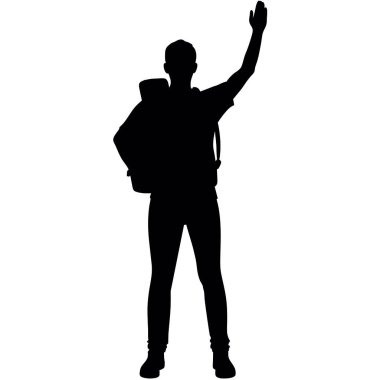 Sırt çantalı bir turistin silüeti..