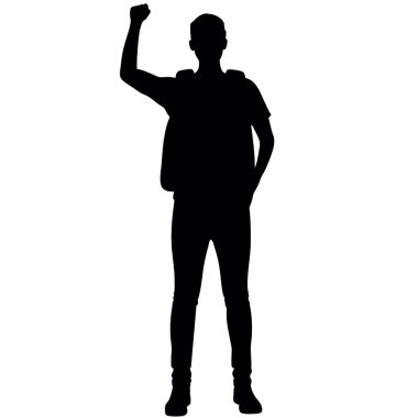 Vektör - kollarını kaldırmış bir erkeğin silueti. beyaz arkaplanda izole.