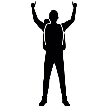 Beyaz arka planda siyah takım elbiseli bir adamın silueti. vektör illüstrasyonu