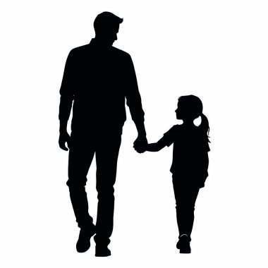 Beyaz arka planda siluet vektör oğlu olan baba.