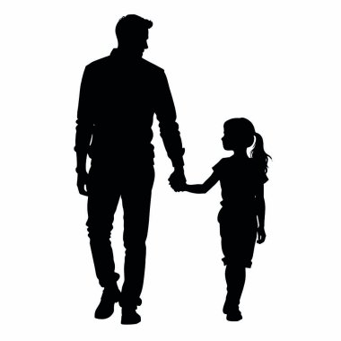 baba, çocuk, baba, oğul vektör silueti çizimi