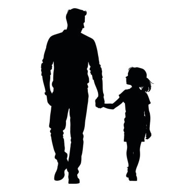 Baba ve oğulun silueti el ele tutuşuyor.