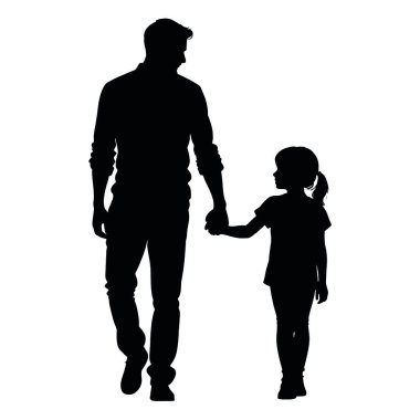 Baba ve kızı siluet.