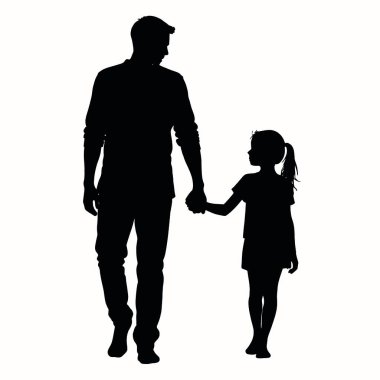 Baba, kız, baba ve oğul silueti.