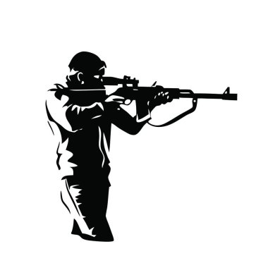 Tüfekli bir adamın silueti..