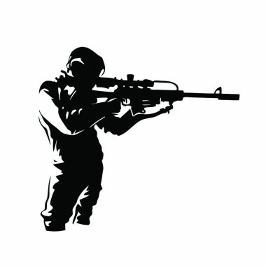 Tüfek tutan adamın silueti.