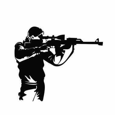 Saldırı tüfekli bir askerin vektör silueti..