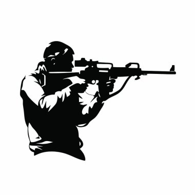 Silahlı bir adamın vektör silueti