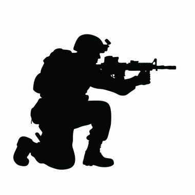 Üniformalı asker tüfekli siluet.