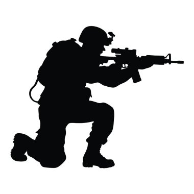 Tüfek vektör resimli asker silueti