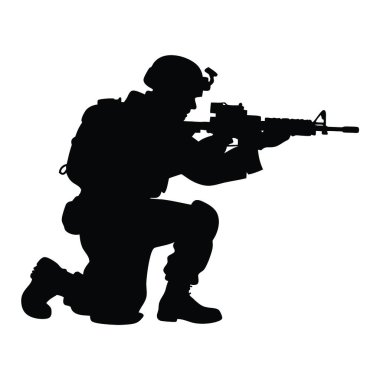 Siyah siluetli asker.