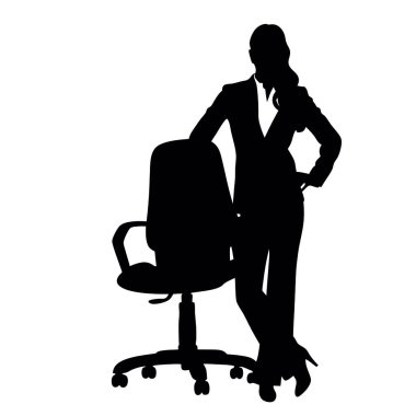 Sandalyede oturan bir iş adamının silueti. vektör illüstrasyonu