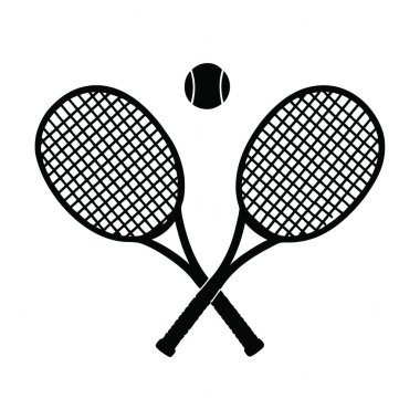 Tenis raketi ve top ikonu. vektör illüstrasyonu