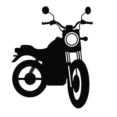 Motosiklet ikonu. Beyaz arka planda siyah motosiklet silueti. vektör
