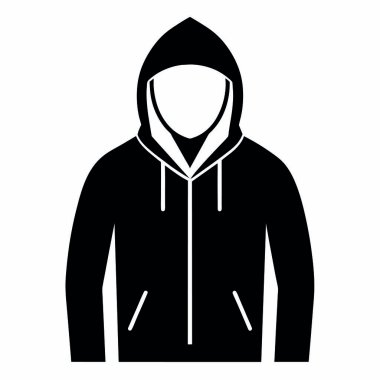Siyah kapüşonlu bir kapüşonlunun vektör çizimi. beyaz üzerine izole.
