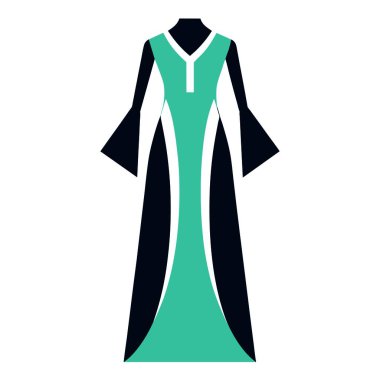 Elbise ikonu olan zarif bir kadın. vektör grafiği