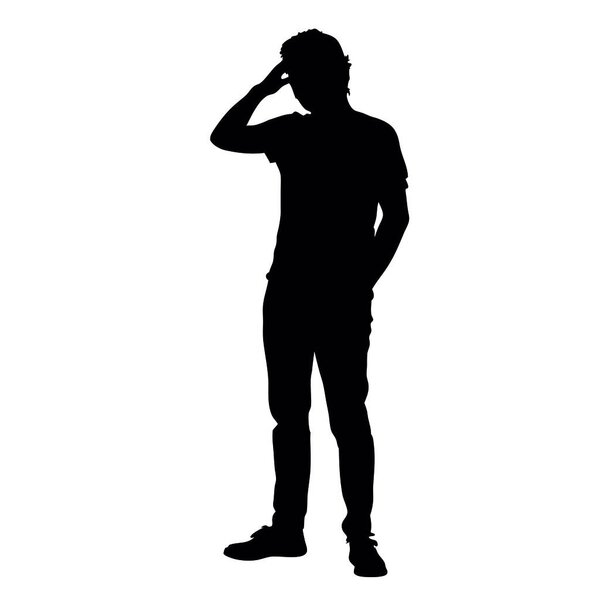 silhouette of young man in black uniform