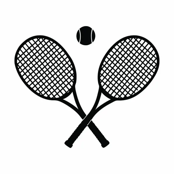 Tenis raketi ve top ikonu. vektör illüstrasyonu