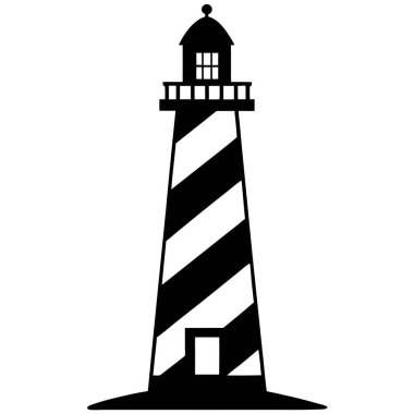 Beyaz arkaplanda izole edilmiş deniz feneri, vektör illüstrasyonu